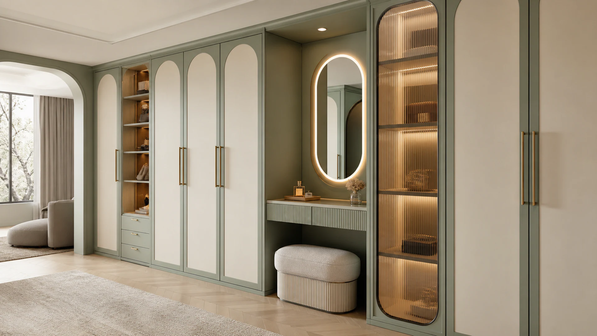 Wardrobes & Storage interior design concept in the Jangam’s Serenity palette